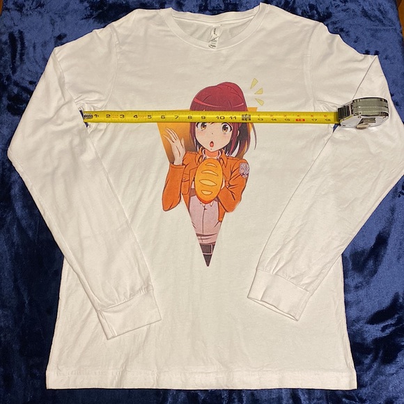 White, “Attack On Titan” Long Sleeve Shirt (Featuring Sasha with bread loaf) - Picture 4 of 6
